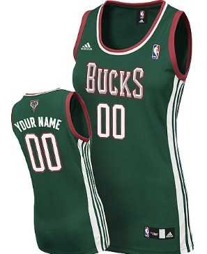Women%27s Customized Milwaukee Bucks Green Jersey->customized nba jersey->Custom Jersey